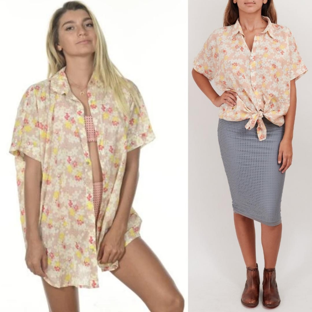 New acacia Mombasa shirt cherry blossom dress P XS - Picture 2 of 16